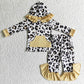 Baby Girl Long Sleeves Leopard Flower Hoodie Shirt Pants Sibling Clothes Set