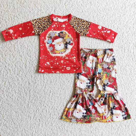 Promotion Baby Girl Christmas Leopard Santa Pants Outfit RTS