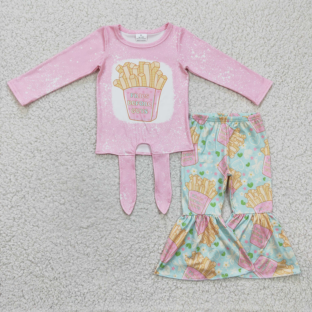 Baby Girl Long Sleeves Valentines Fries Sibling Dress Clothes Set