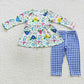 Sibling Baby Girls Long Sleeves Bows Flowers Tunic Pants Clothes Sets RTS
