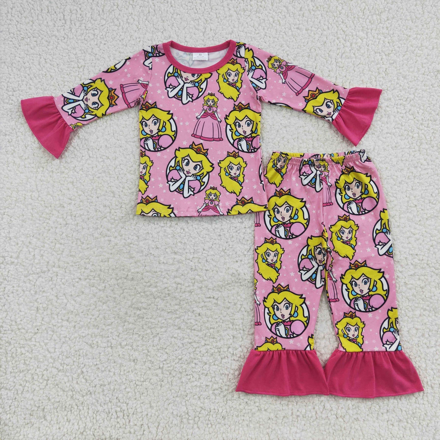 Promotion Baby Girl Long Sleeves Princess Shirt Pants Outfit Pajamas Set RTS