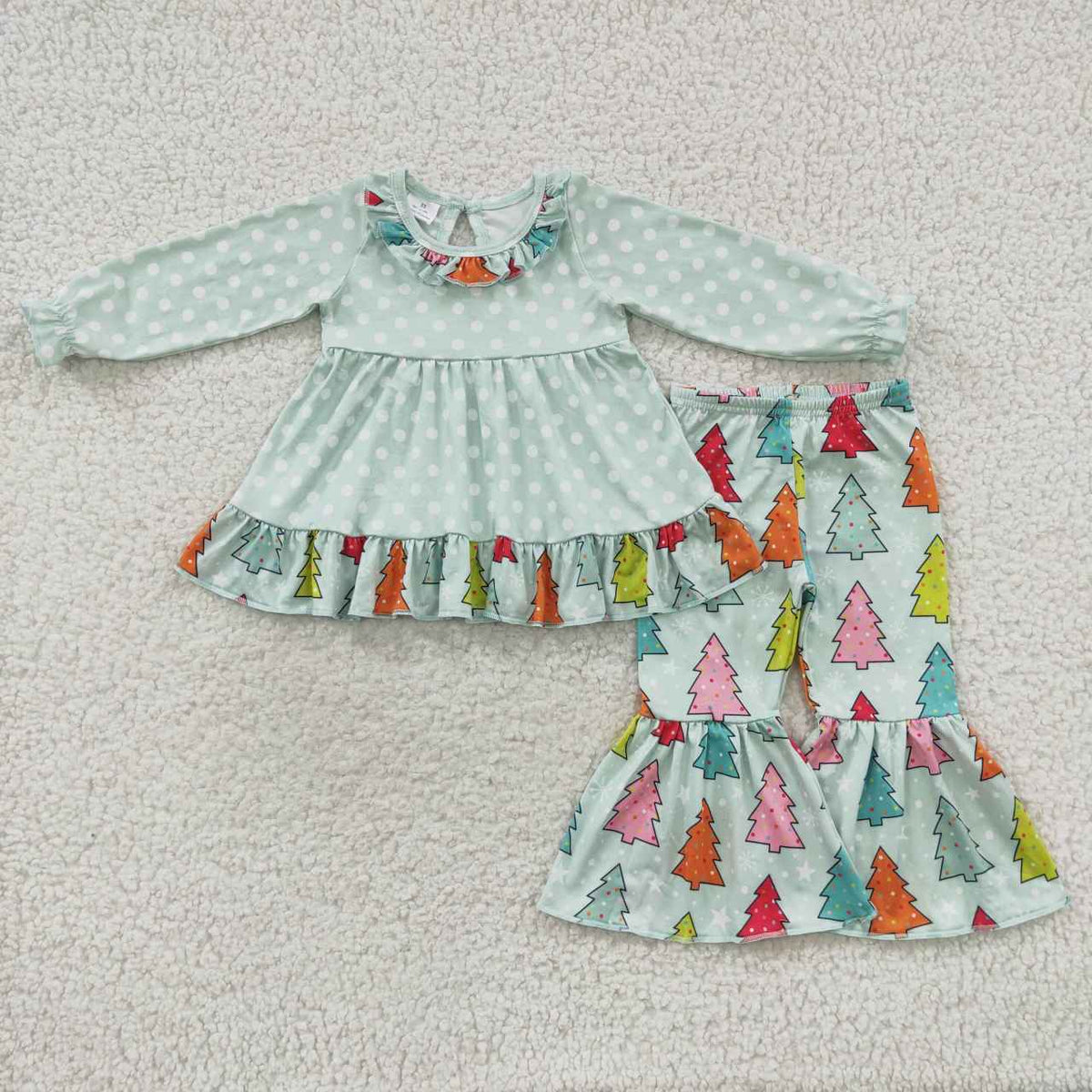 Sibling Baby Girls Kids Long Sleeves Tunic Pants Christmas Sets Clothes RTS
