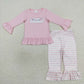 Boys Girls Embroidery Christmas Lights Shirt Pants Sibling Pajamas Set RTS