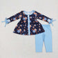 Sibling Baby Girls Toddler Long Sleeves Bows Flowers Tunic Pants Clothes Sets RTS