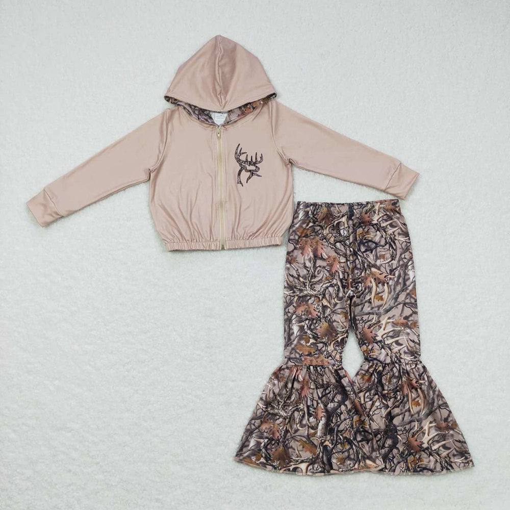 Baby Girl Long Sleeves Hunting Duck Hoodie Tops Camo Bell Pants Sibling Clothes Set