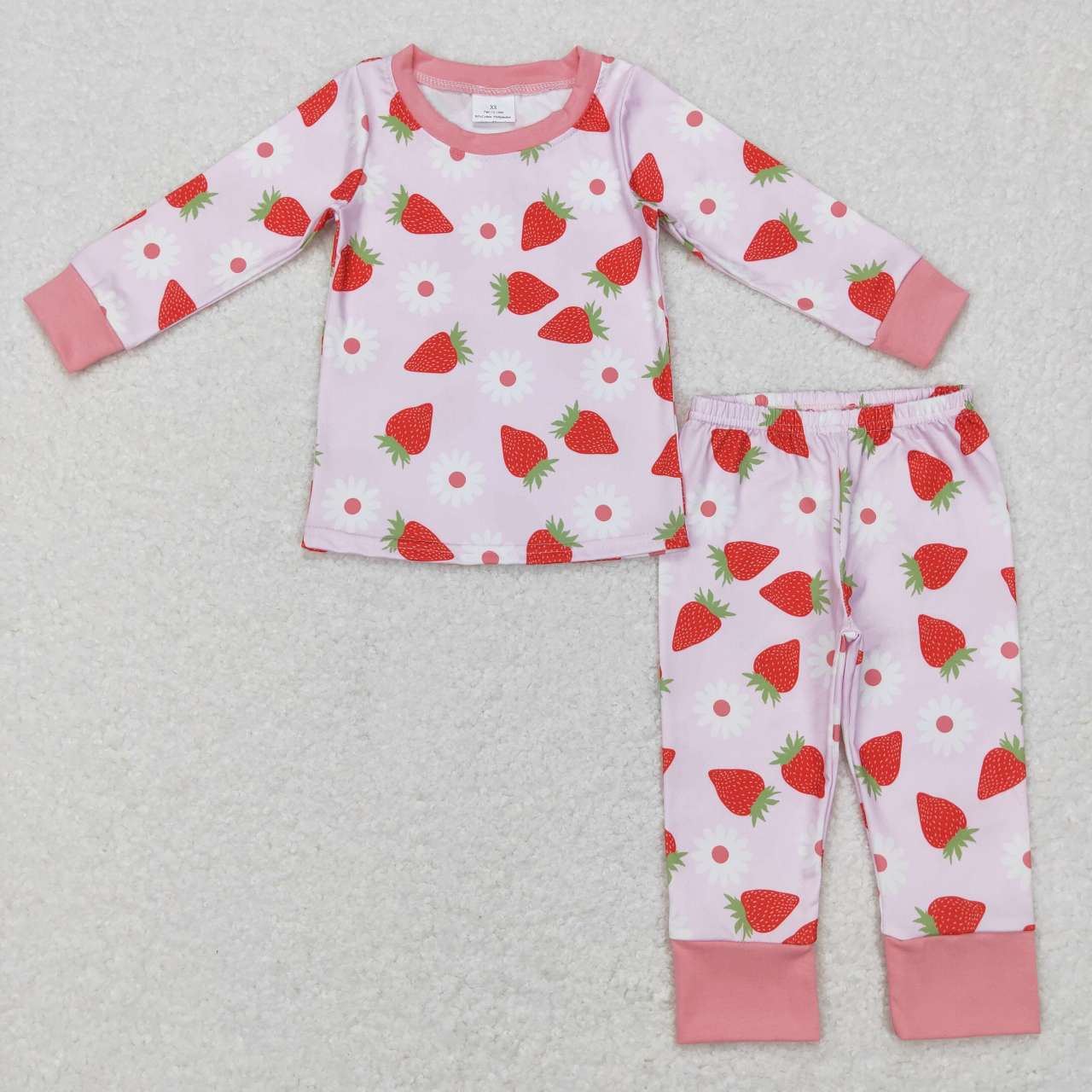 Sibling Baby Girls Long Sleeves Flower Strawberry Zipper Romper Pajamas Set Clothes RTS