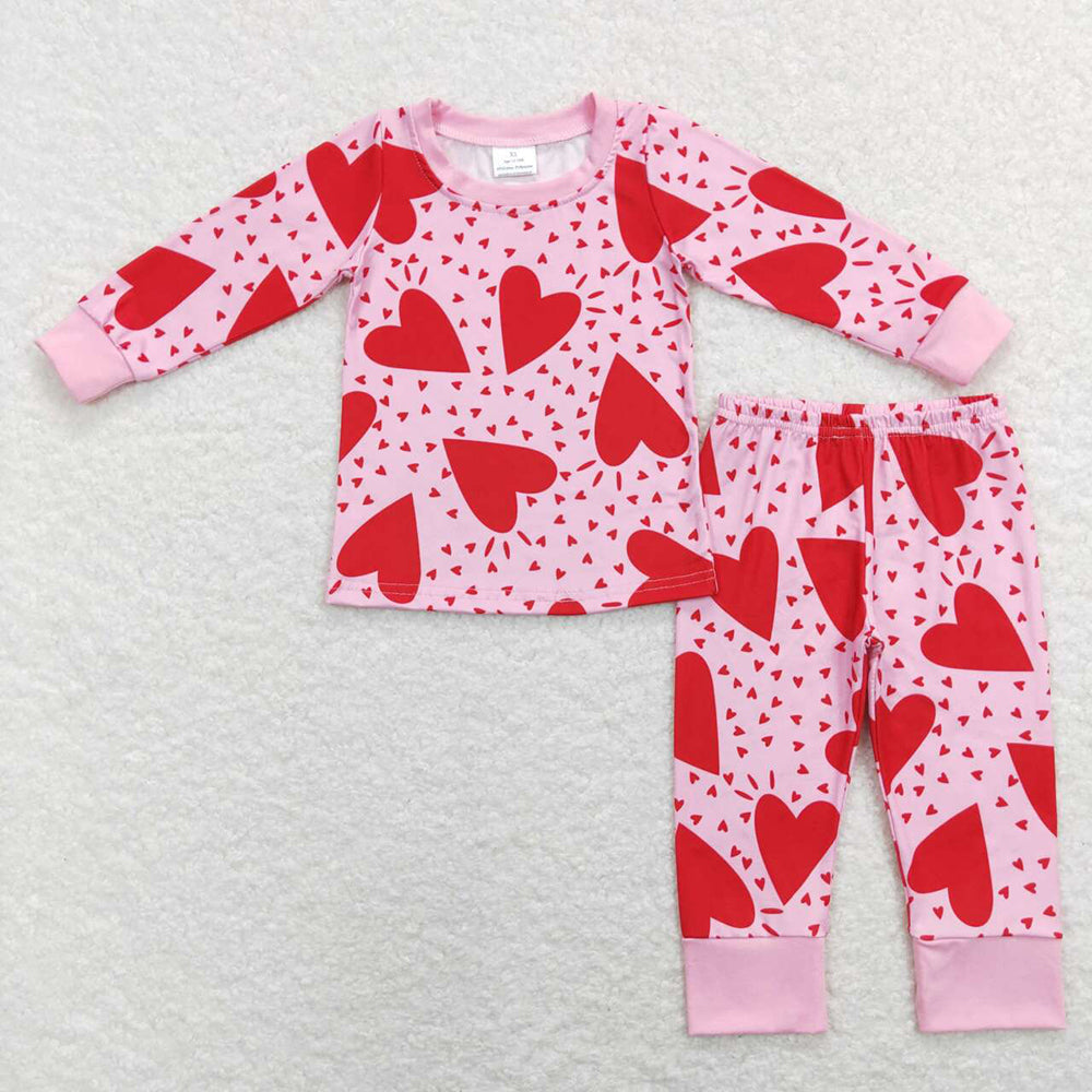 Baby Girl Kids Long Sleeves Valentines Hearts Shirt Pants Sibling Pajamas Clothes Set