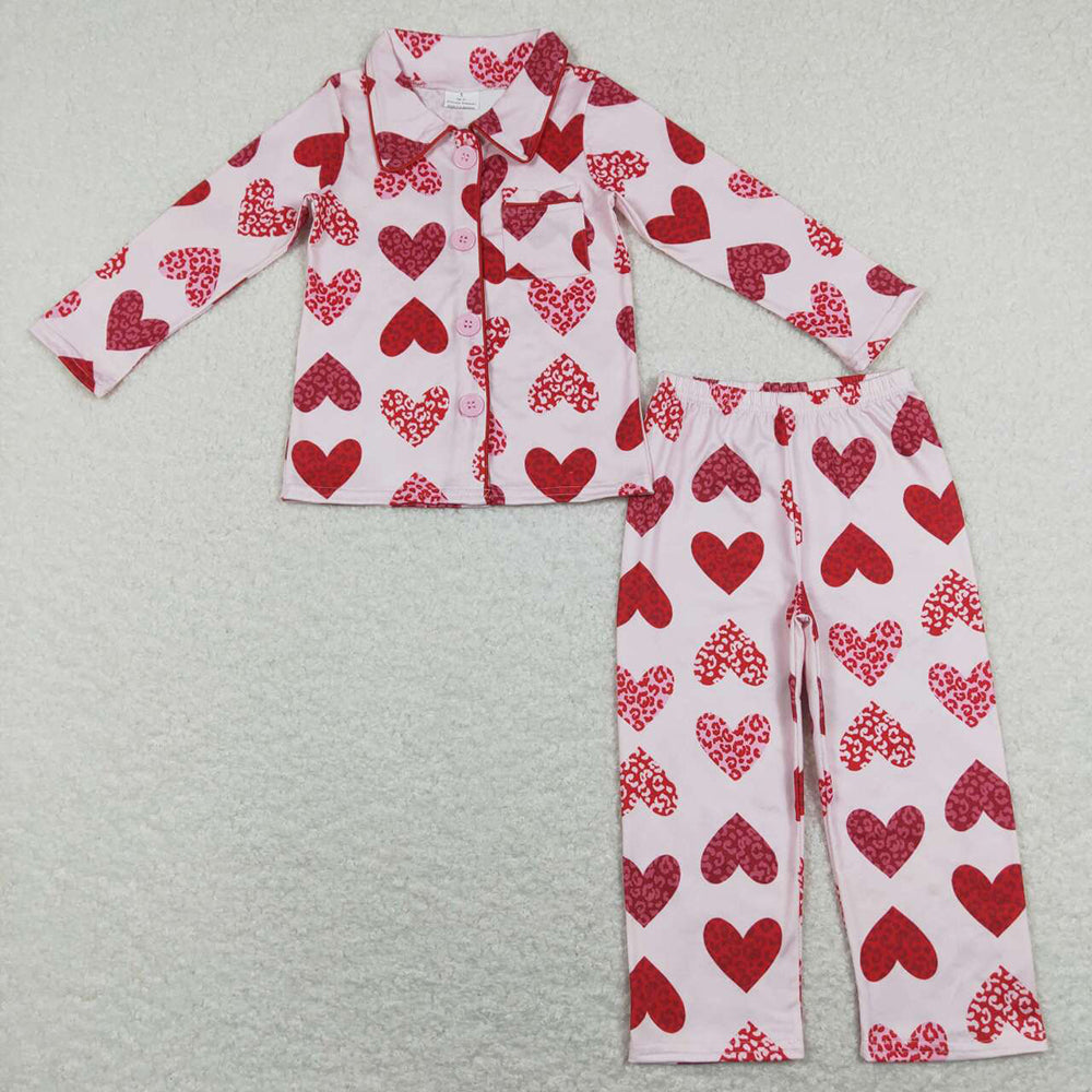 Baby Girl Long Sleeves Valentines Heats Sibling Pajamas Clothes Set