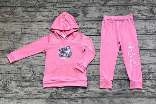 Pre-order Baby Girl Long Sleeves Singer Hoodie Shirt Pants Pink Set