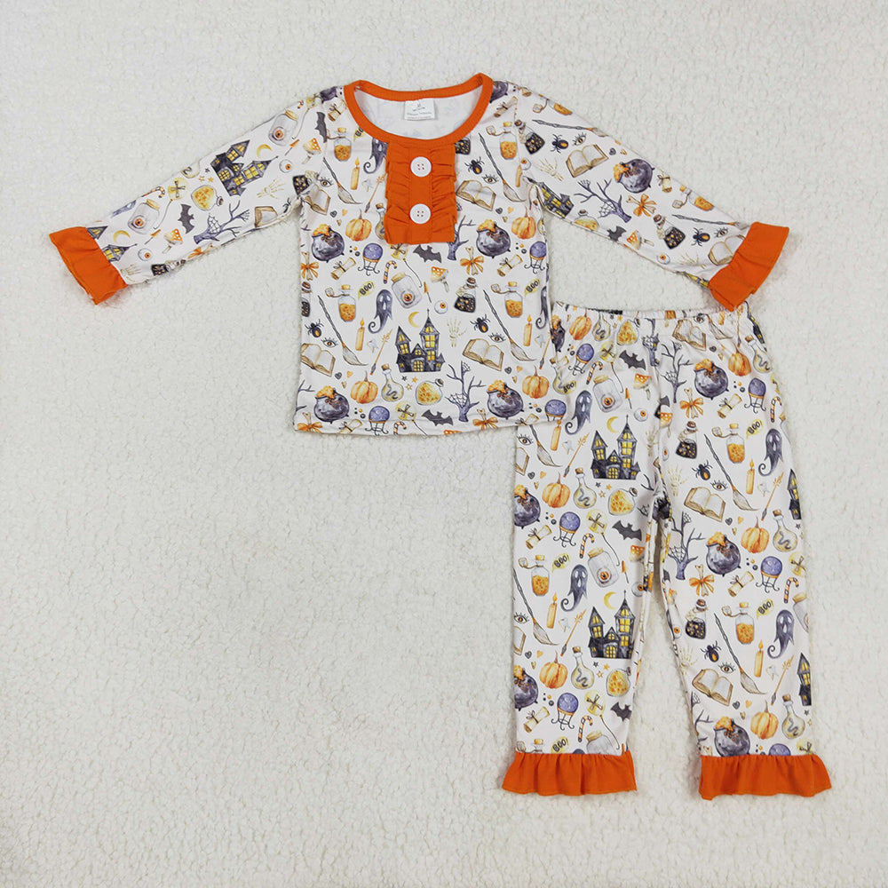 Baby Boy Girl Halloween Pumpkin Ghost Sibling Pajamas Set