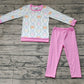 Baby Girl Long Sleeves Pumpkin Bows Shirt Pink Pants Set