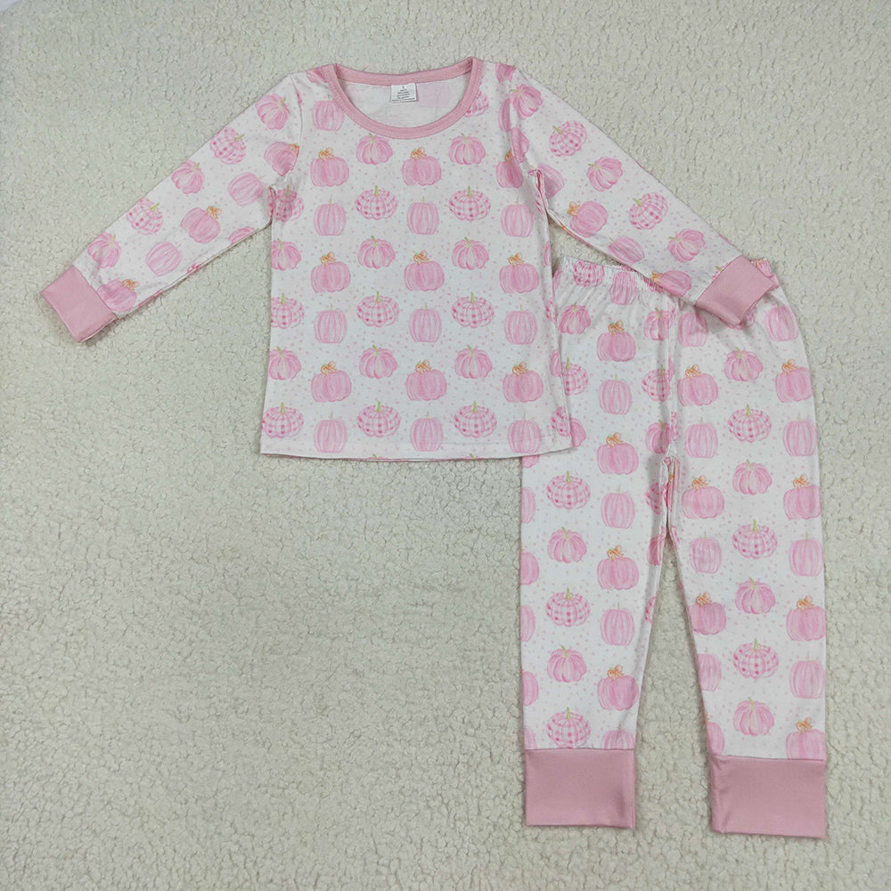 Baby Boy Girl Long Sleeves Pumpkins Shirt Pants Sibling Bamboo Pajamas Fall Set Clothes RTS