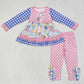 Baby Girl  Long Sleeves Flower Tunic Pink Dots Ruffle Pants Set