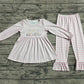 Baby Girl Long Sleeves Christmas Nativity Tunic Pink Plaid Pants Set