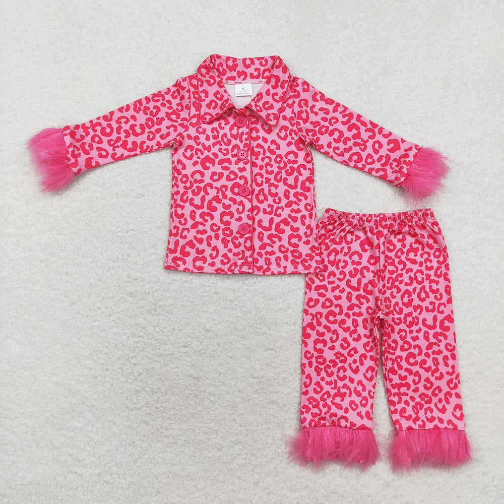 Baby Girl Fur Long Sleeves Buttons Shirt Pants Sibling Sister Pajamas Set