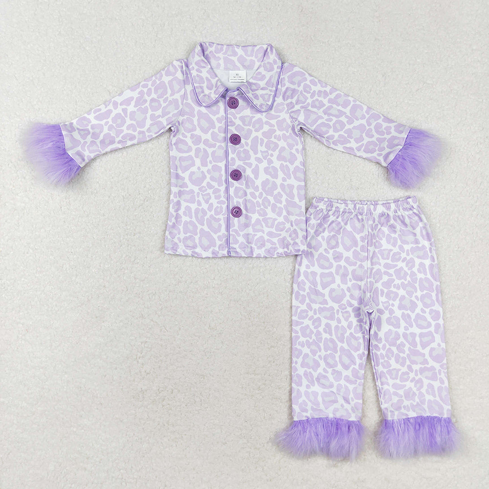 Baby Girl Fur Long Sleeves Buttons Shirt Pants Sibling Sister Pajamas Set