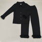 Mommy and Me Baby Girl Black Cotton Buttons Fur Pajamas Sibling Set