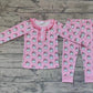 Baby Girl Christmas Santa Shirt Pants Pajamas Bamboo Pink Set