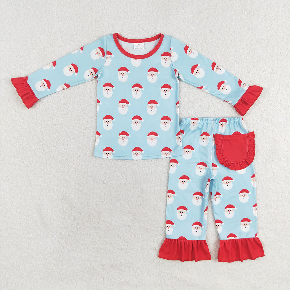 Baby Boy Girl Christmas Santa Sibling Pajamas Blue Set