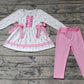 Baby Girl Long Sleeves Bows Tunic Pink Legging Pants Christmas Set