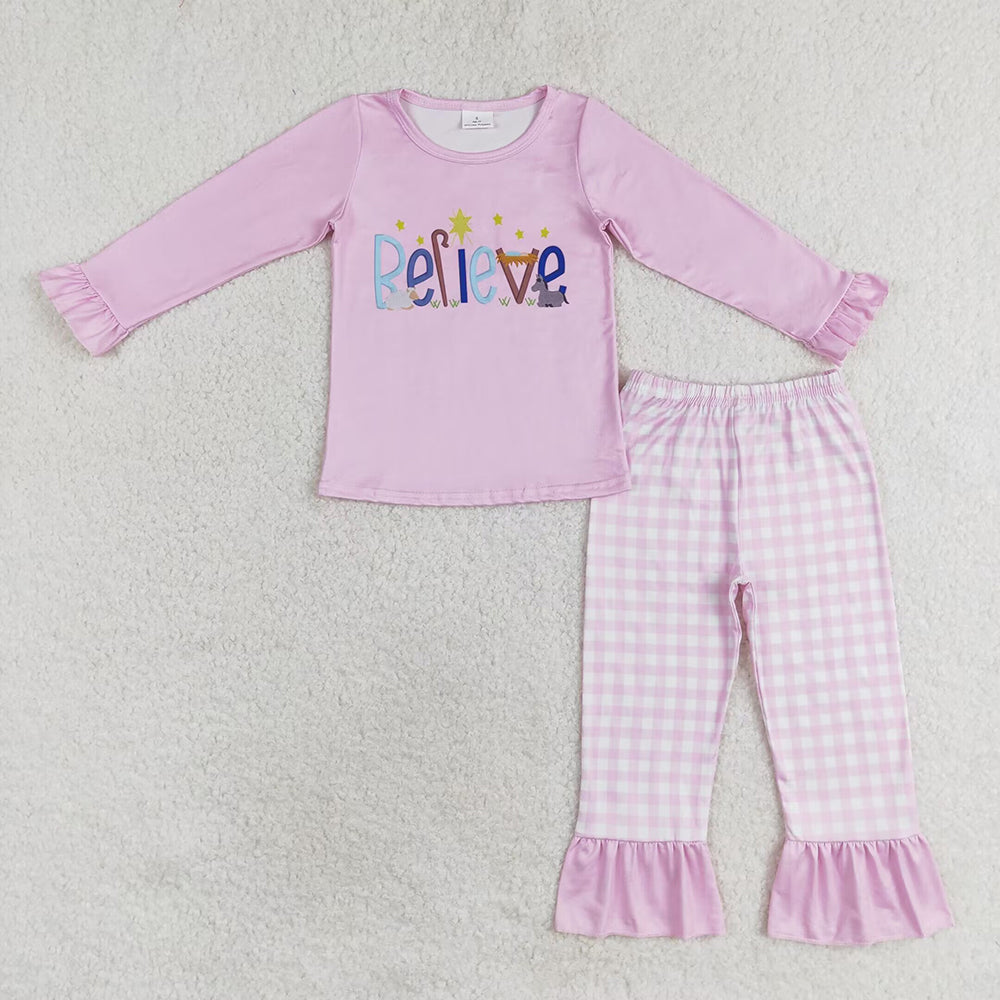 Baby Boy Girl Christmas Believe Sibling Clothes Set