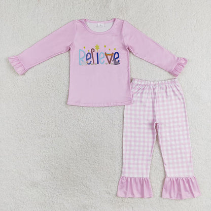 Baby Boy Girl Christmas Believe Sibling Clothes Set