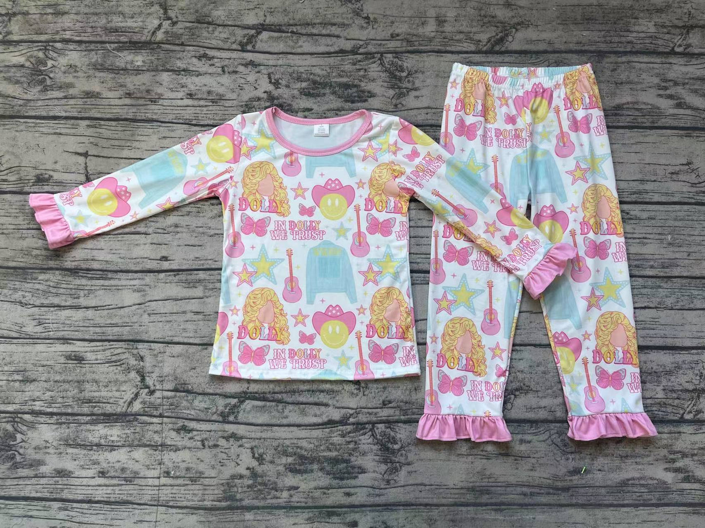 Baby Girl Western Singer Shirt Pants Pajamas Pink Bamboo Set