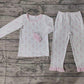 Baby Girl Halloween Ghost Shirt Pants Bamboo Pajamas Pink Set