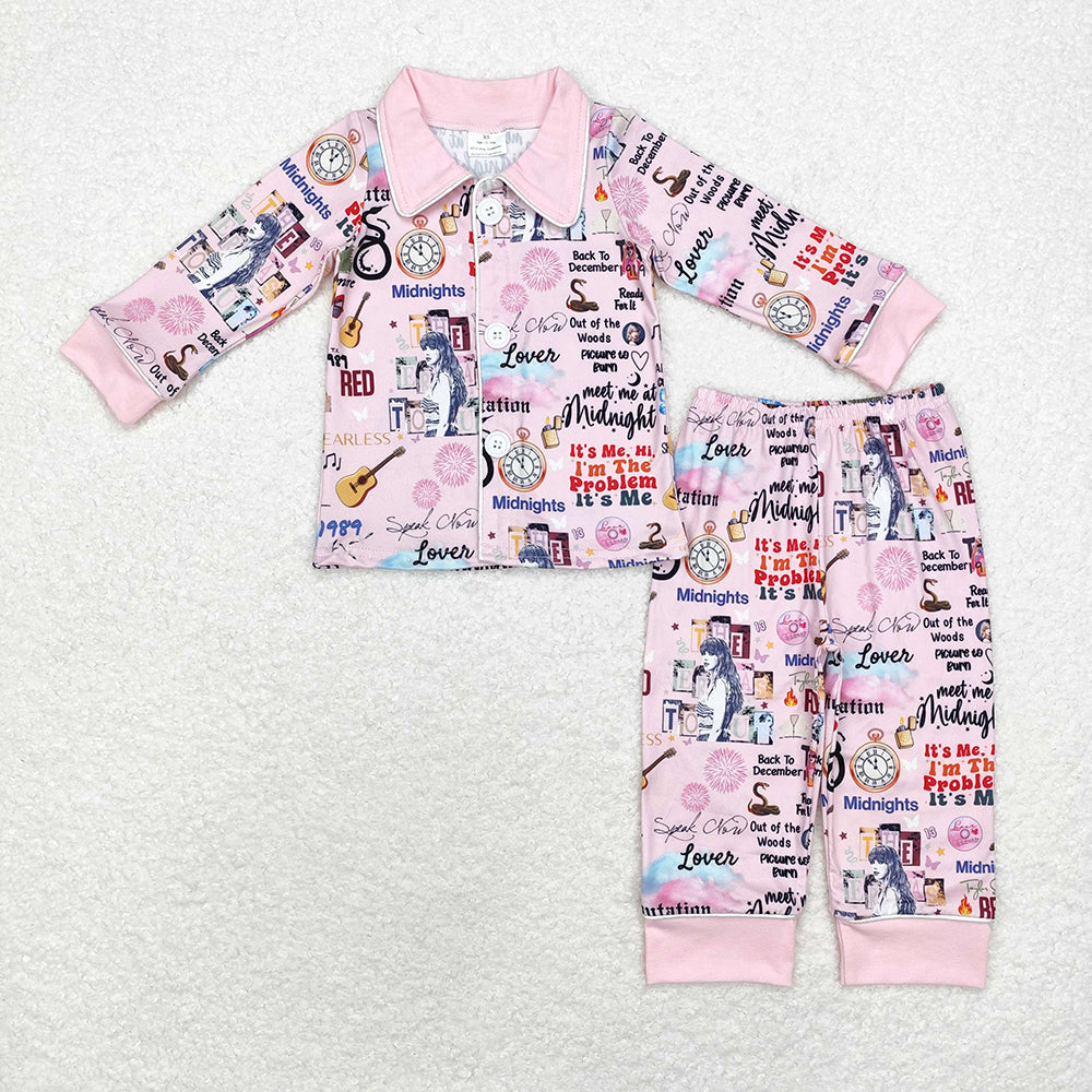 Baby Boy Girl Singer Buttons Shirt Pants Sibling Pajamas Clothes Set