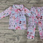 Baby Girl Singer Buttons Shirt Pants Pajamas Purple Set