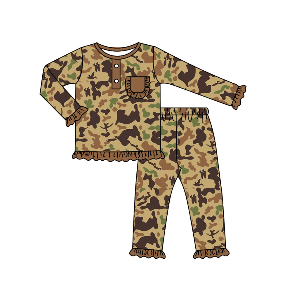 Pre-order Baby Girl Camo Pocket Shirt Pants Pajamas Set