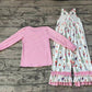 Baby Girl Long Sleeves Pink Plaid Shirt Christmas Soldier Jumpsuit Set