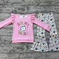 Baby Girl Halloween Ghost Flower Pink Shirt Bell Pants Set