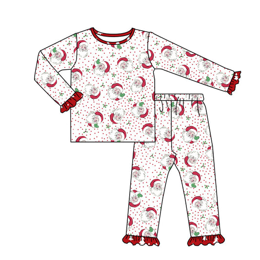 Pre-order Baby Girl Christmas Santa Shirt Pants Pajamas Set