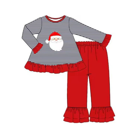 Pre-order Baby Girl Stripes Santa Tunic Red Pants Christmas Set