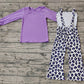 Baby Girl Long Sleeves Purple Shirt Leopard Jumpsuit Set