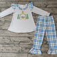 Baby Girl Long Sleeves Nativity House Tunic Plaid Pants Set