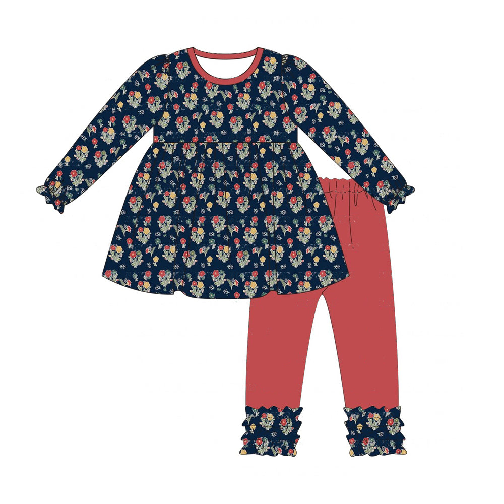 Pre-order Baby Girl Floral Tunic Ruffle Pants Set