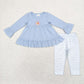 Sibling Baby Girls Long Sleeves Embroidery turkey Tunic Pants Thanksgiving Clothes Sets RTS