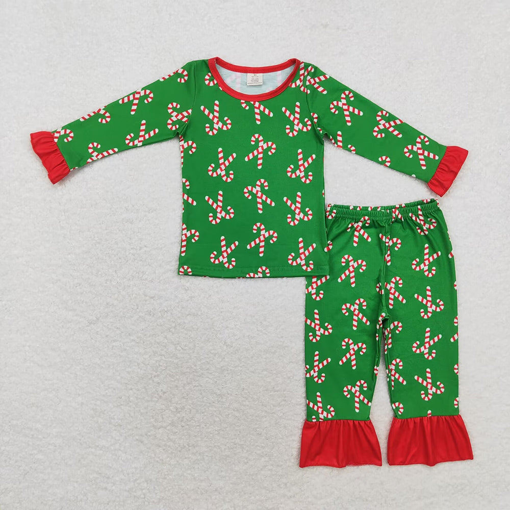Sibling Baby Boys Girls Candy Cane Christmas Pajamas Zipper Romper Set Bamboo Clothes RTS