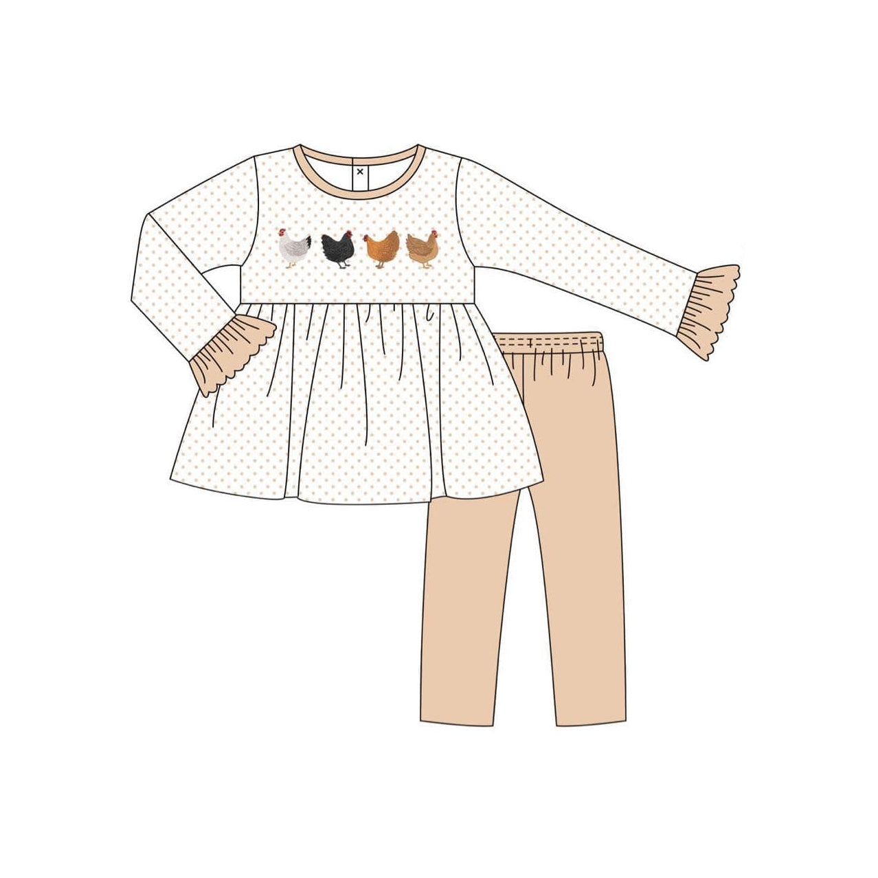 Pre-order Baby Girl Long Sleeves Chicken Farm Tunic Pants Set
