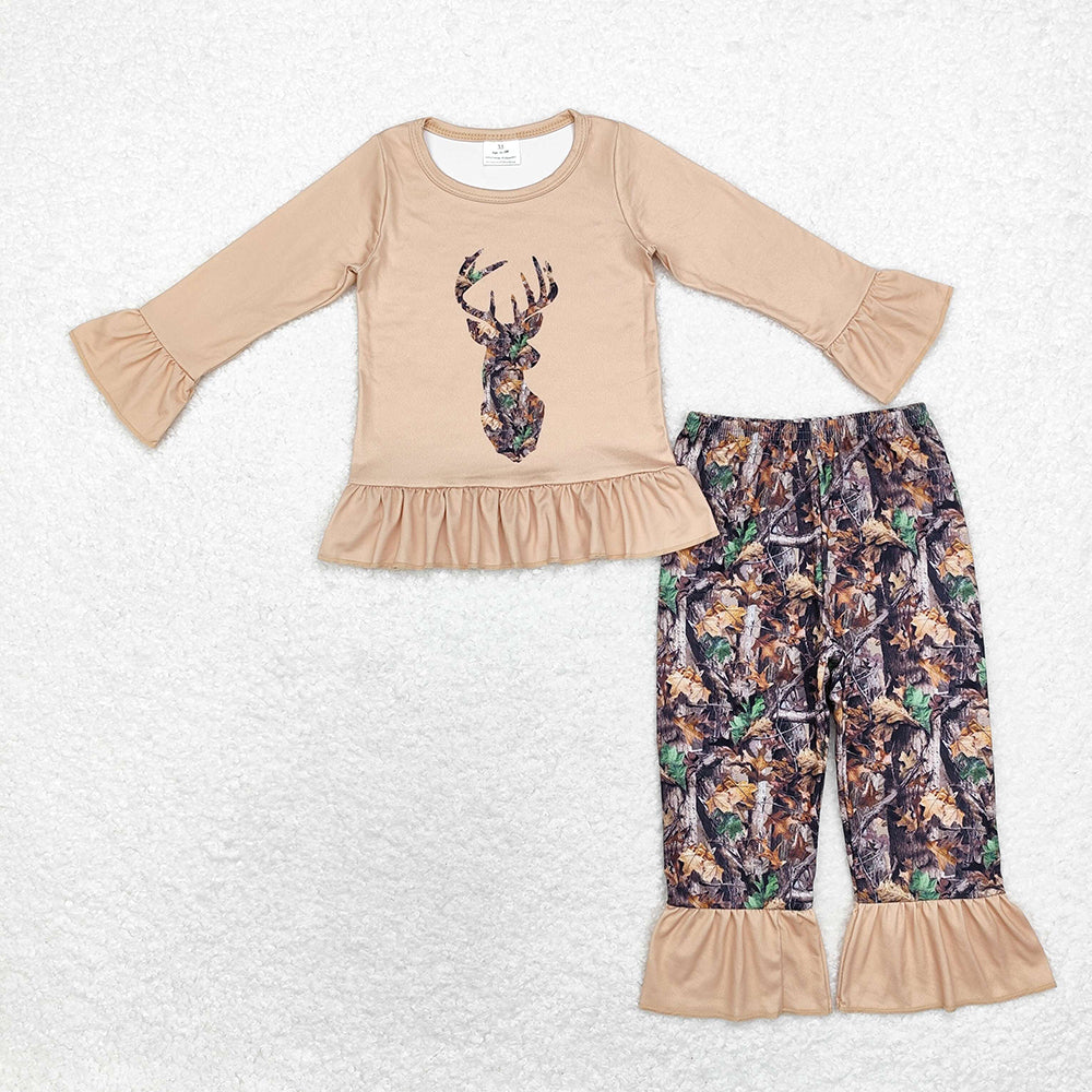 Baby Boy Girl Long Sleeves Deer Shirt Camo Pants Sibling Clothes Set