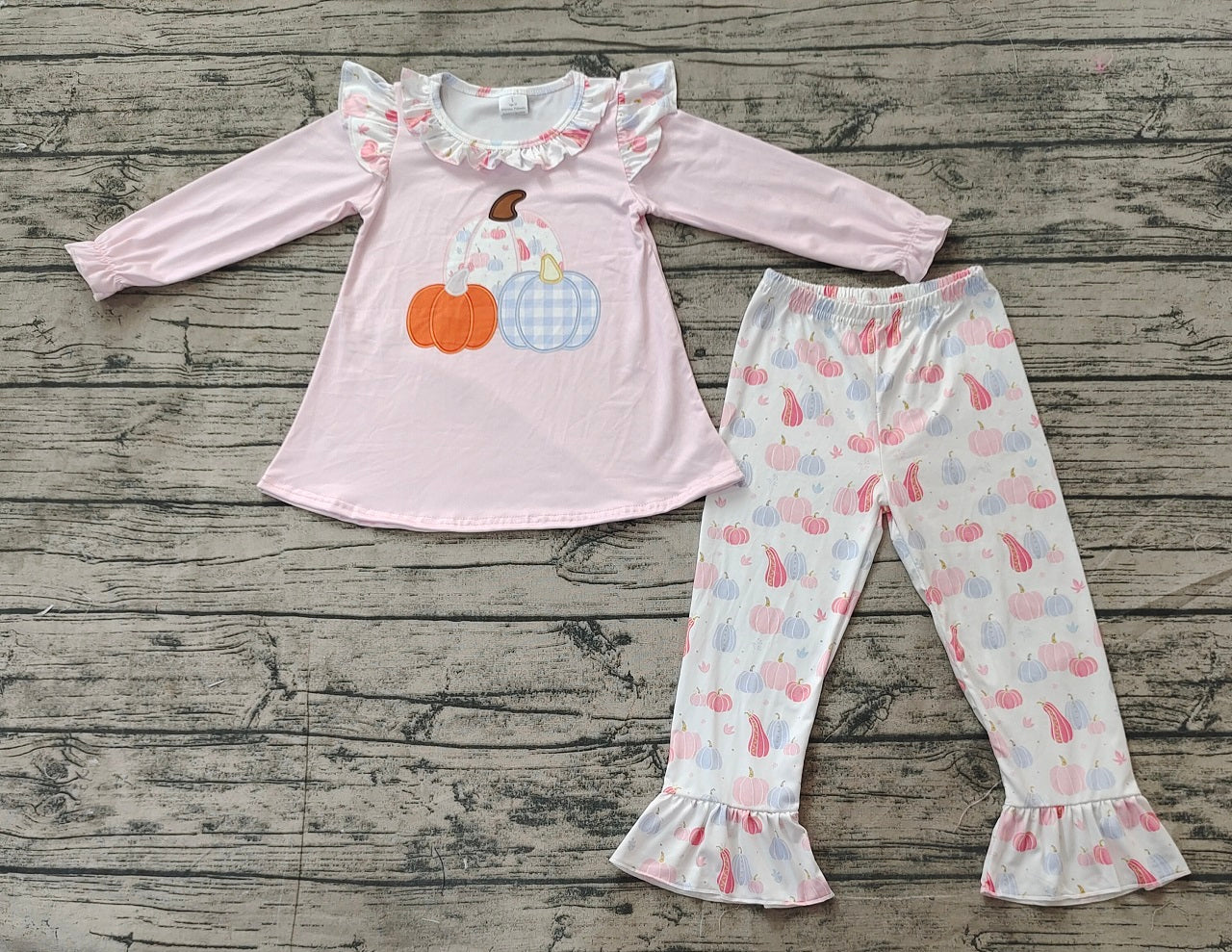 Baby Girl Long Sleeves Fall Pumpkin Tunic Pants Pink Set