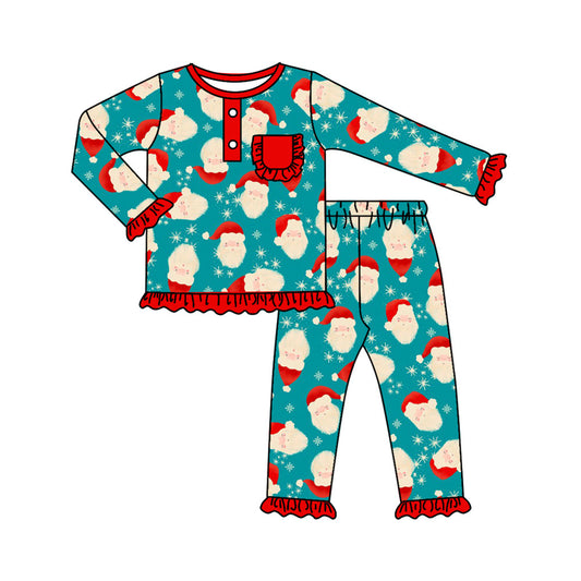 Pre-order Baby Girl Christmas Santa Pocket Shirt Pants Pajamas Set