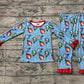 Baby Girl Long Sleeves Christmas Dog Blue Shirt Pants Pajamas Set