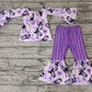 Baby Girl Long Sleeves Halloween Ghost Shirt Purple Bell Pants Set