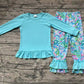 Baby Girl Cotton Blue Shirt Seaweed Pants Set