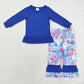 Baby Girl Long Sleeves Cotton Shirt Flower Pants Sibling Sister Clothes Set