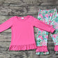 Baby Girl Long Sleeves Cotton Pink Shirt  Seaweed Pants Set