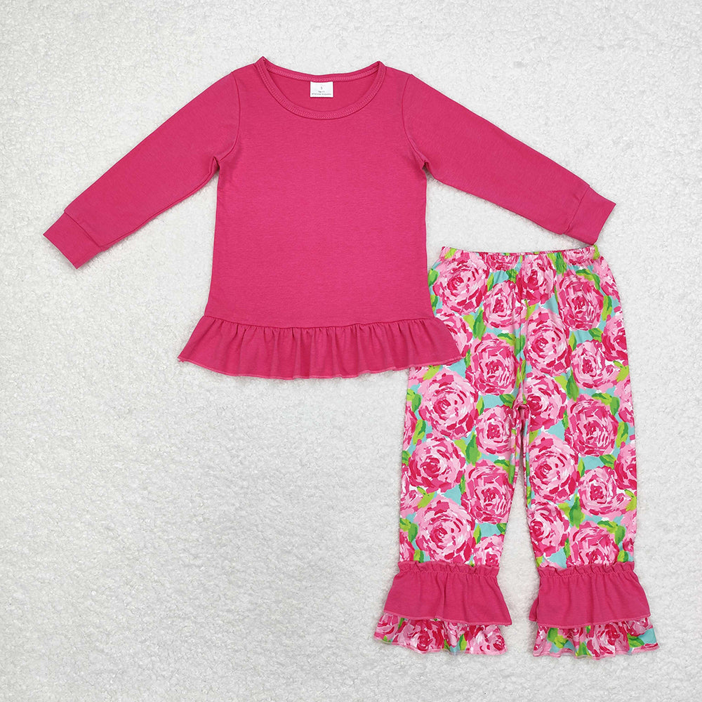 Baby Girl Long Sleeves Cotton Shirt Flower Pants Sibling Sister Clothes Set